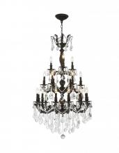 Worldwide Lighting Corp W83327F29 - Versailles 21-Light dark Bronze Finish and Clear Crystal Chandelier 29 in. Dia x 50 in. H Three 3 Ti