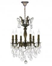 Worldwide Lighting Corp W83333B19 - Versailles 6-Light Antique Bronze Finish and Clear Crystal Chandelier 19 in. Dia x 25 in. H Medium