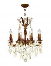 Worldwide Lighting Corp W83337FG22-GT - Versailles Collection 8 Light French Gold Finish and Golden Teak Crystal Chandelier 22&#34; D x 26&#