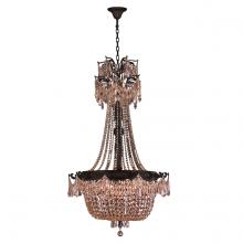 Worldwide Lighting Corp W83355F30-GT - Winchester Collection 10 Light Flemish Brass Finish and Golden Teak Crystal Chandelier 30&#34; D x 5