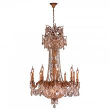 Worldwide Lighting Corp W83356FG30-GT - Winchester 15-Light French Gold Finish and Golden Teak Crystal Chandelier 30 in. Dia x 47 in. H Larg