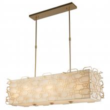 Worldwide Lighting Corp W83442MG42 - Montauk 12-Light Matte Gold Finish Kitchen Island Pendant Light with Ivory Linen Rectangular Shade 4