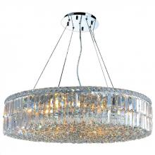 Worldwide Lighting Corp W83504C32 - Cascade 18-Light Chrome Finish and Clear Crystal Circle Chandelier 32 in. Dia x 7.5 in. H Large