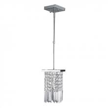 Worldwide Lighting Corp W83532C6-CL - Torrent 1-Light Chrome Finish and Clear Crystal Square Square Pendant 6 in. L x 6 in. W x 10 in. H M