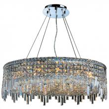 Worldwide Lighting Corp W83604C32 - Cascade 18-Light Chrome Finish and Clear Crystal Circle Chandelier 32 in. Dia x 10.5 in. H Large