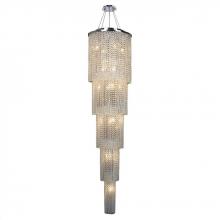 Worldwide Lighting Corp W83710C16-5T - Prism 19-Light Chrome Finish and Clear Crystal Cascading Round Chandelier 16 in. Dia x 66 in. Tall F