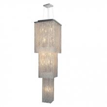 Worldwide Lighting Corp W83712C16-3T - Prism 20 Light Chrome Finish and Clear Crystal Cascading Square Chandelier 16 in. L x 16 in. W x 63 