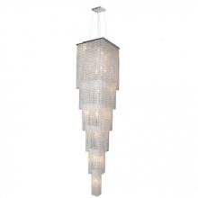 Worldwide Lighting Corp W83712C16-6T - Prism 21-Light Chrome Finish and Clear Crystal Cascading Square Chandelier 16 in. L x 16 in. W x 86 
