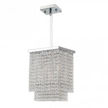 Worldwide Lighting Corp W83750C10 - Prism Collection 3 Light Chrome Finish and Clear Crystal Rectangle Pendant 10&#34; L x 6&#34; W x 12