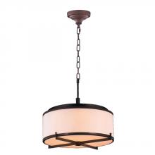 Worldwide Lighting Corp W83952DB16 - Madeline Collection 6 Light LED Dark Bronze Finish with Bisque Drum Shade Pendant 16" D x 13"