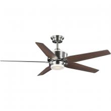 Progress P250061-009-30 - Byars 54&#34; 5-Blade Integrated LED Indoor Brushed Nickel Transitional Ceiling Fan with Light Kit a