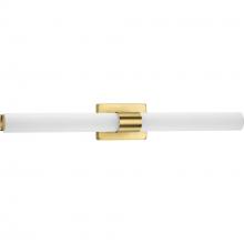 Progress P300151-012-30 - Blanco LED Collection 32" Satin Brass Etched White Glass Luxe Bath Vanity Light