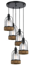 CAL Lighting FX-3584-5 - 22&#34; Inch Tall Pendant Fixture in Dark Bronze Wood Finish