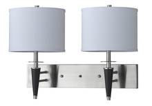 CAL Lighting LA-8002W2L-1BS - 17.5&#34; Height Metal Wall Lamp in Brushed Steel and Black
