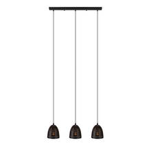 Eglo 202264A - 3 LT Linear Pendant w/ Matte Black Finish & Matte Black & Gold Metal Shades