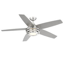 Eglo 203233A - 5 Blade Ceiling Fan w/ Brushed Nickel Finish,  Silver Colored Blades & Integrated LED