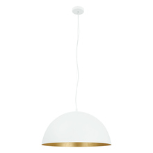 Eglo 204323A - 1 LT Pendant w/ White Finish & White & Gold Metal Shade