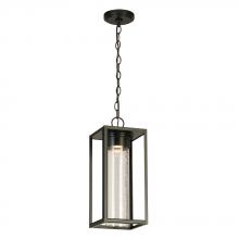 Eglo 204708A - 1 LT Integrated LED Outdoor Pendant w/ Black Finish & Clear Seeded Glass Shade