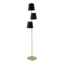 Eglo 205302A - 3 LT Floor Lamp, Brushed Brass Finish & Black w/ Gold Interior Shades