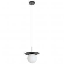 Eglo 205632A - 1 Lt Mini Pendant w/ a Structured  Black Finish & White Glass Shade