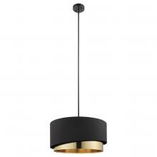 Eglo 39925A - 1 LT Pendant w/ a Black Finish & Black & Gold Drum Shaped Shade