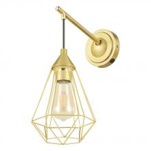 Eglo 43684A - 1 LT Open Frame Geometric Wall Light w/ Brushed Brass Finish & Black Accents