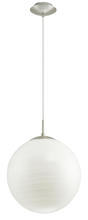 Eglo 90009A - 1 LT Pendant w/ Silver Finish & White Etched Sphere Glass Shade