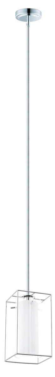Eglo 94377A - 1 LT Pendant w/ Chrome Finish & Clear Glass surrounding White Glass Shade