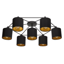 Eglo 97895A - 7x40W Celing Light With Black Finish & Black Exterior & Gold Interior Shades