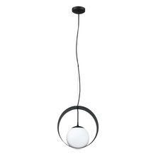 Eglo 98192A - 1 LT Pendant w/ Black Finish & White Glass Shade