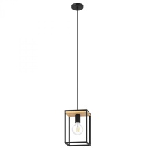 Eglo 99795A - 1 LT Open Frame Pendant w/ Structured Black & Wood Finish