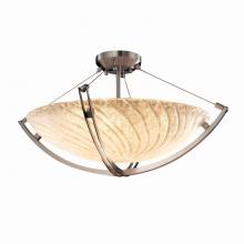 Justice Design Group GLA-9722-35-WHTW-NCKL - 24&#34; Pendant Bowl w/ Crossbar