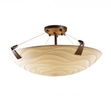 Justice Design Group PNA-9632-35-WAVE-DBRZ-LED5-5000 - 24&#34; LED Semi-Flush Bowl w/ Tapered Clips