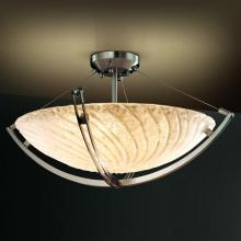 Justice Design Group GLA-9711-35-WHTW-NCKL-LED3-3000 - 18&#34; LED Semi-Flush Bowl w/ Crossbar