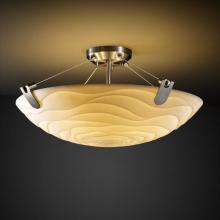 Justice Design Group PNA-9612-35-WAVE-NCKL-LED5-5000 - 24&#34; LED Semi-Flush Bowl w/ U-Clips