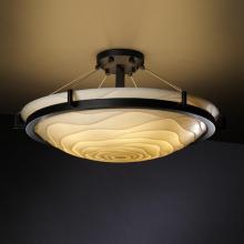 Justice Design Group PNA-9682-35-WAVE-DBRZ-LED5-5000 - 24&#34; LED Semi-Flush Bowl w/ Ring