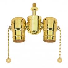 Satco Products Inc. 80/1523 - Medium Base Solid Brass Cluster Body; Polished Brass Finish; 1/8 IP Nipple And Locknut Top; 1/4 IP