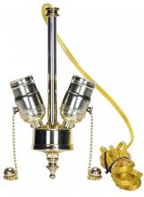 Satco Products Inc. 80/1763 - Medium Base 2-Light Pull Chain Cluster With Solid Brass Socket; Polished Brass Finish; 84&#34; SPT-1