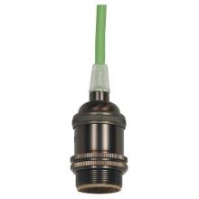 Satco Products Inc. 80/2456 - Medium base lampholder; 4pc. Solid brass; prewired; Uno ring; 10ft. 18/2 SVT Light Green Cord; Dark
