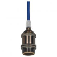 Satco Products Inc. 80/2457 - Medium base lampholder; 4pc. Solid brass; prewired; Uno ring; 10ft. 18/2 SVT Dark Blue Cord; Dark