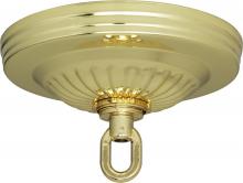 Satco Products Inc. 90/1098 - Ribbed Canopy Hanger Kit; Brass Finish; 5&#34; Diameter; 1-1/16&#34; Center Hole; 1 Yard 8 Gauge