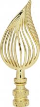 Satco Products Inc. 90/1743 - Leaf Brass Finial; 3-1/2&#34; Height; 1/4-27; Polished Brass Finish