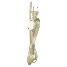 Satco Products Inc. 90/2310 - 8 Foot 18/2 SPT-2 105C Cord Set; Clear Silver Finish; Switch 29&#34; From Free End; 36&#34; Hank;