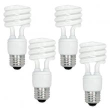 Satco Products Inc. S5549 - 13 Watt; Mini Spiral Compact Fluorescent; 5000K; 82 CRI; Medium base; 120 Volt; 4-pack