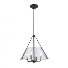 Trans Globe 11584 BK - 4LT PEND-17&#34; CLEAR TEE PEE-BK
