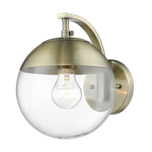 Golden 3219-1W AB-AB - Dixon Sconce in Aged Brass with Clear Glass and Aged Brass Cap