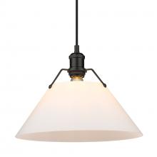 Golden 3306-L BLK-OP - Orwell 14&#34; Wide Large Pendant in Matte Black with Opal Glass