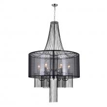CWI Lighting 5475P20C-6 Black - Amelia 6 Light Drum Shade Chandelier With Chrome Finish