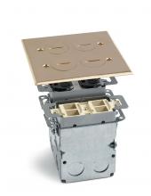 Lew Electric Fittings SWB-4 - QUAD BOX W/(2) DPLX OUTLETS BRS & 1 QUAD