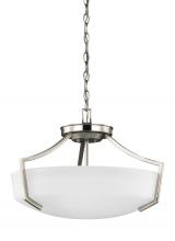 Generation Lighting 7724503EN3-962 - Hanford traditional 3-light LED indoor dimmable ceiling flush mount in brushed nickel silver finish